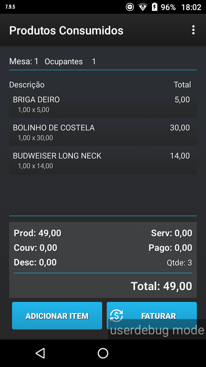 Comanda da mesa