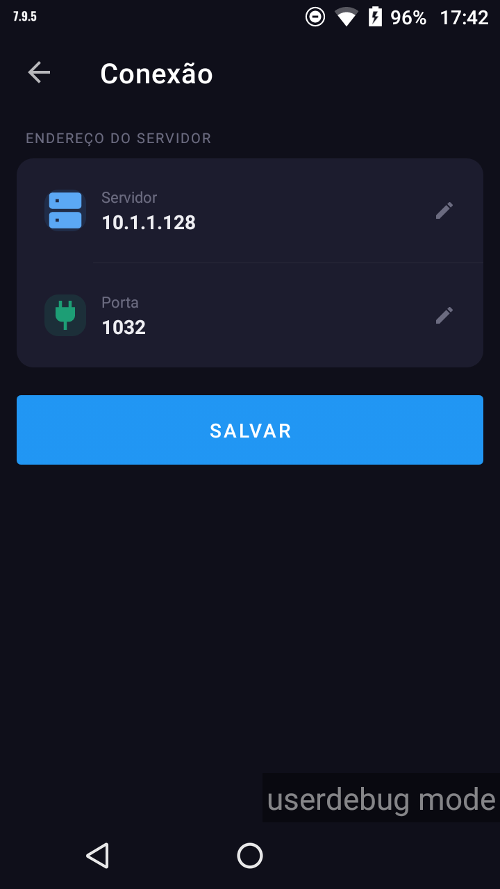 Configuração de conexão
