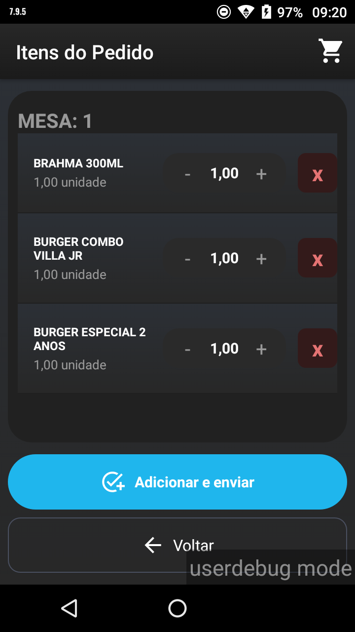 Itens do pedido para conferência