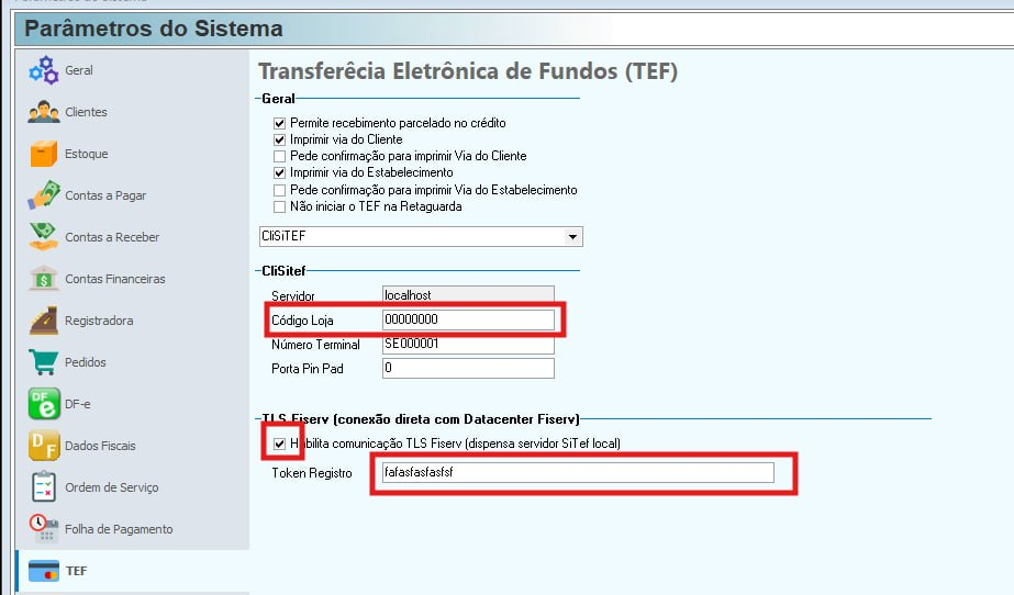 Parâmetros do Sistema - TEF - CliSiTef Parâmetros do Sistema - TEF - CliSiTef